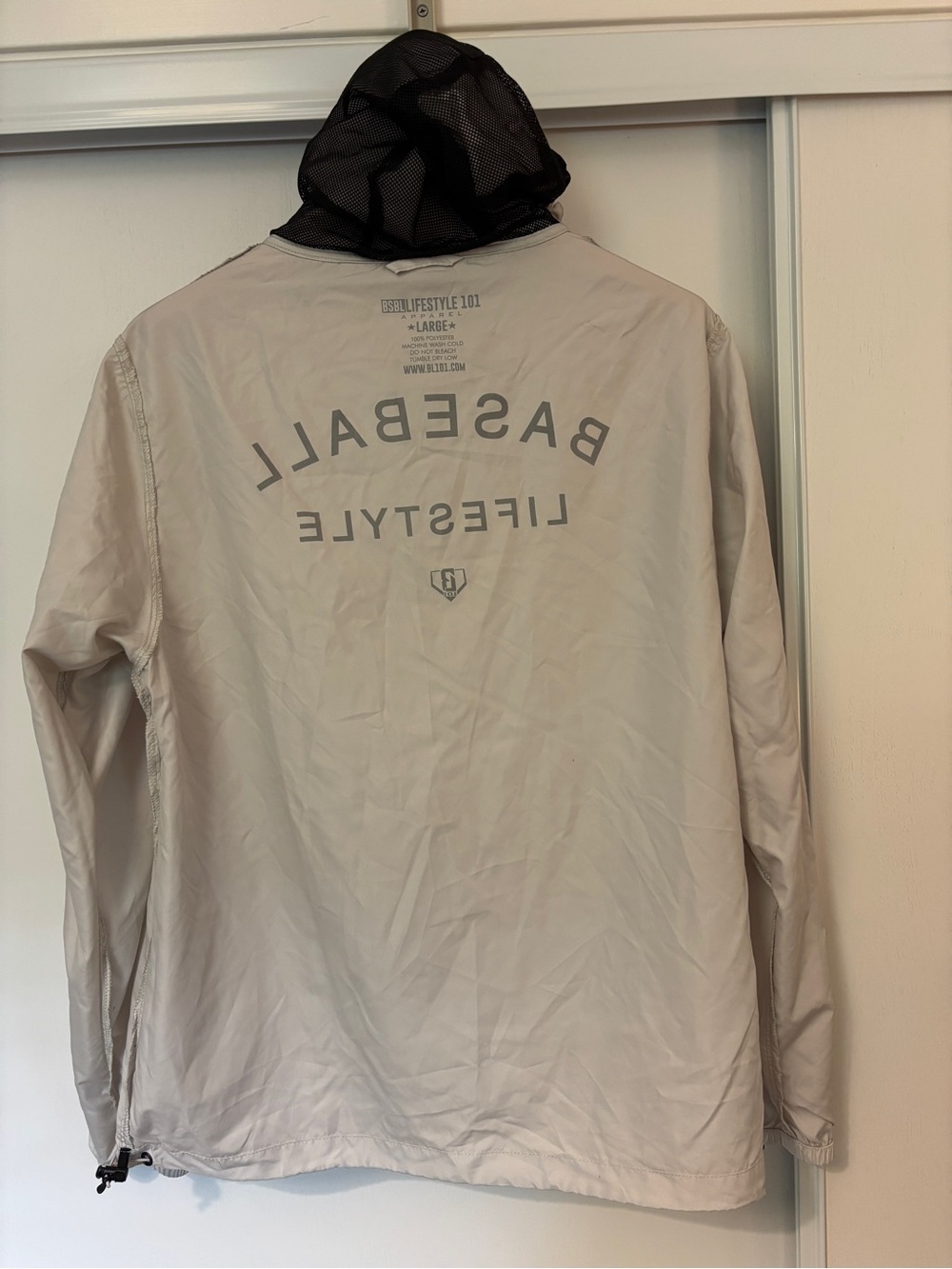 Baseball Lifestyle Mens Ghost Windbreaker Size XL Half Zip Off White Logo Flaw - Picture 10 of 16